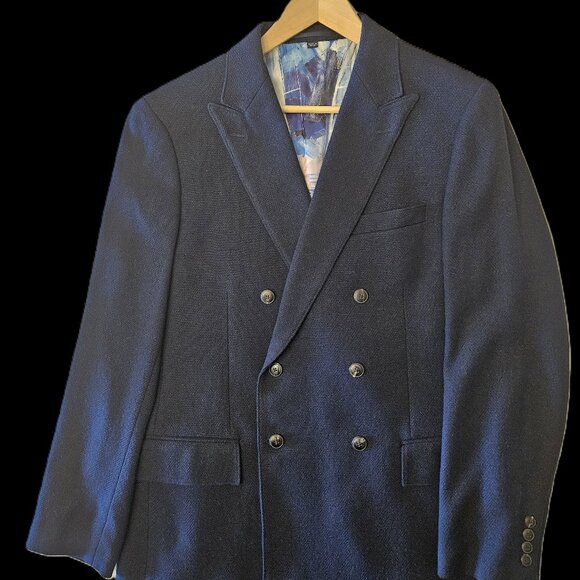 J. Crew Crosby Navy Wool and Cashmere Double Breasted Blazer - 42R - Picture 1 of 15